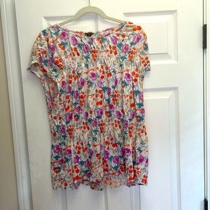 Ann Taylor Floral Tunic Top sz XL